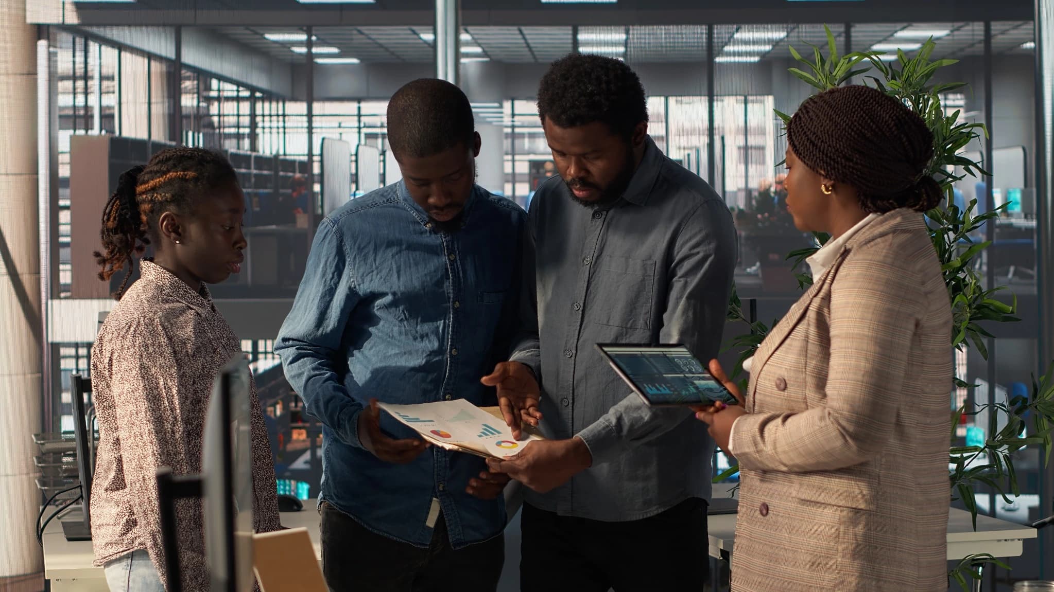 Business leadership team reviewing digital strategy